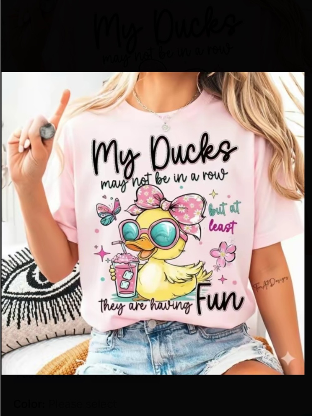 Cute Pink Duck Graphic Tee - "My Ducks"